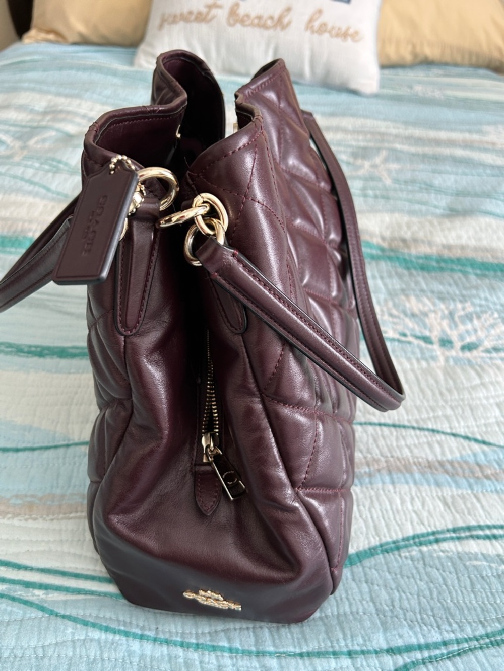 Coach Quilted Leather Shoulder Bag in Deep Wine